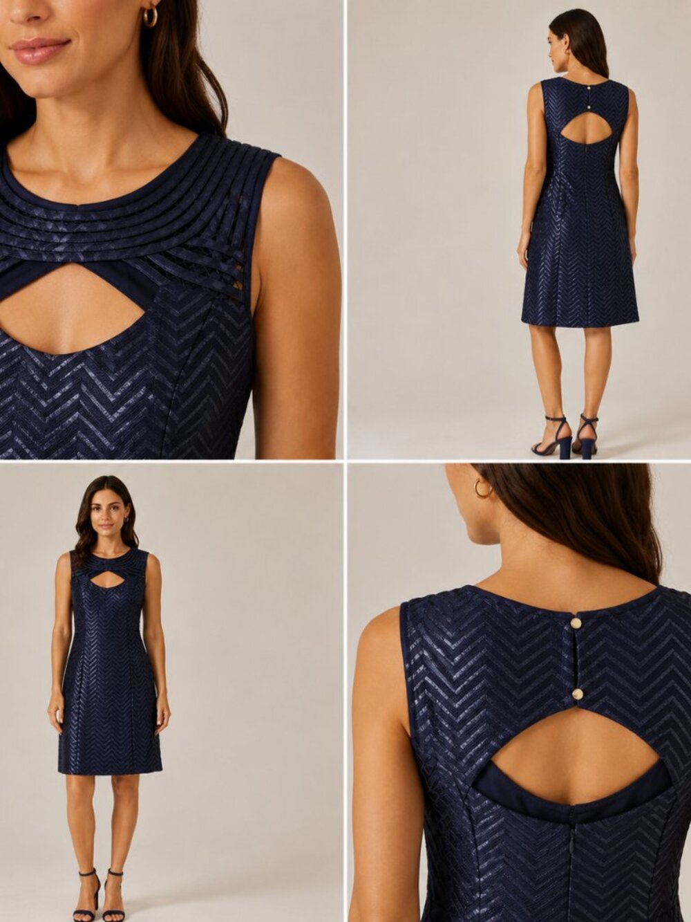 Guess Navy Backless Chevron-Textured Mini Dress Cocktail dress NWT. Size: 8